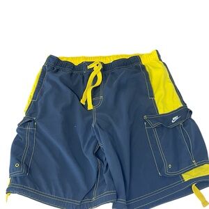 Nike Yellow and Black Elastic Waist swim Shorts